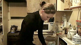 Worn Out Housewife Gives A Quick Head To Her Husband