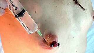 Double Electro And Saline Nipples, Stimming Pussy And Tits