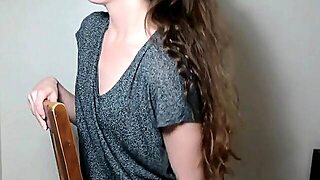 Brunette Teen Riding Huge Bbc Dildo