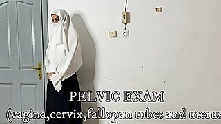 Hijab Woman Pelvic Exam: Vagina Cervix Fallopan Tubes And Uterus
