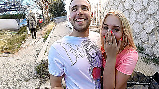 Kyra Hot Fucks With A Guy In Public As An Old Couple Manages To Pass Them By